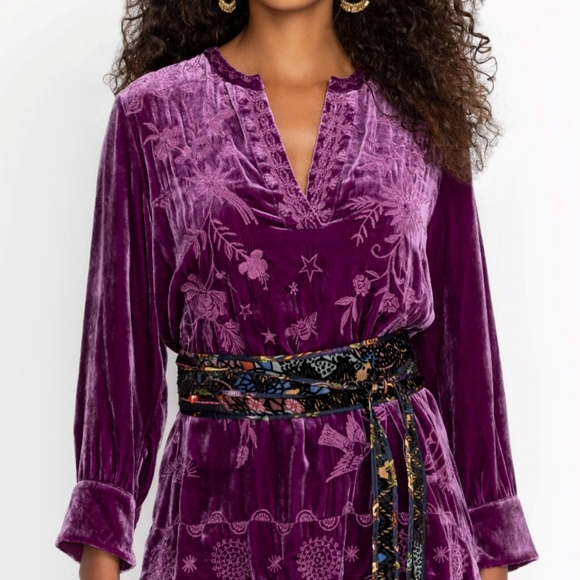 Johnny Was Silk Soundbath Velvet Butterfly Flower Tie Belt Catherine Navah $118 - Picture 1 of 10